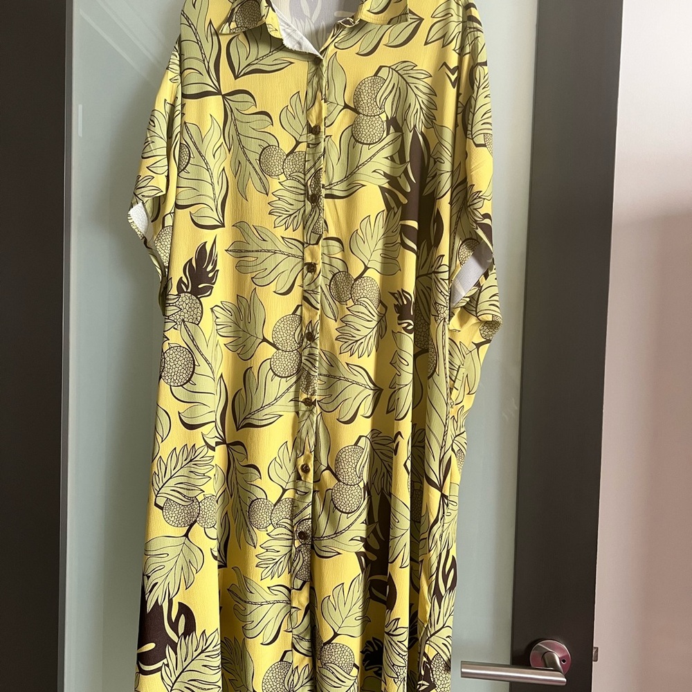 Yellow Floral Button-Up Dress